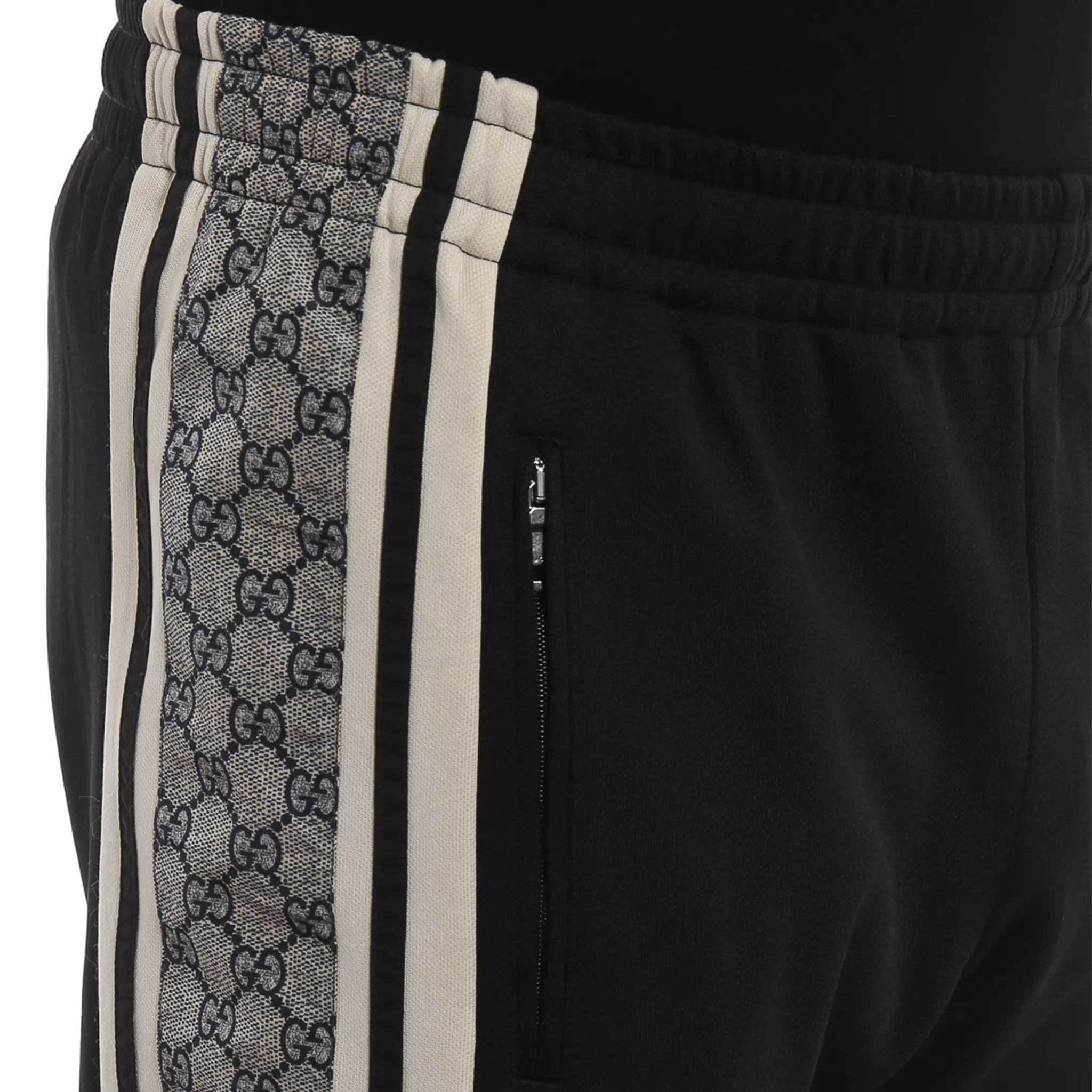 Detailed View of Preloved - Gucci GG Print Technical Jersey Tapered Black Sweatpants